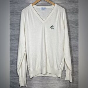 Mens XL Pickering White Sweater V-neck Long sleeve MADE IN USA Raglan Sleeve